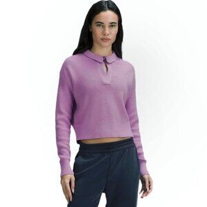 NWT Lululemon Collared Merino Wool-Blend Sweater Dahlia Mauve Pink L